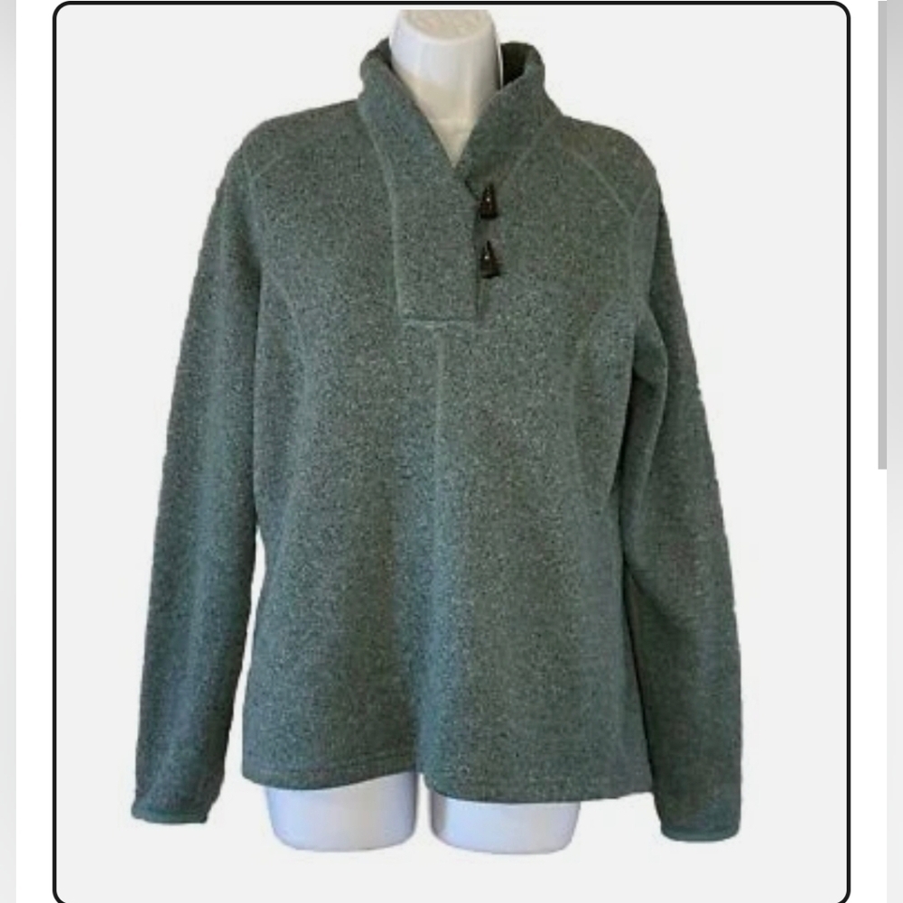 The Northface Green Crescent Ridge Toggle Fleece Sweater